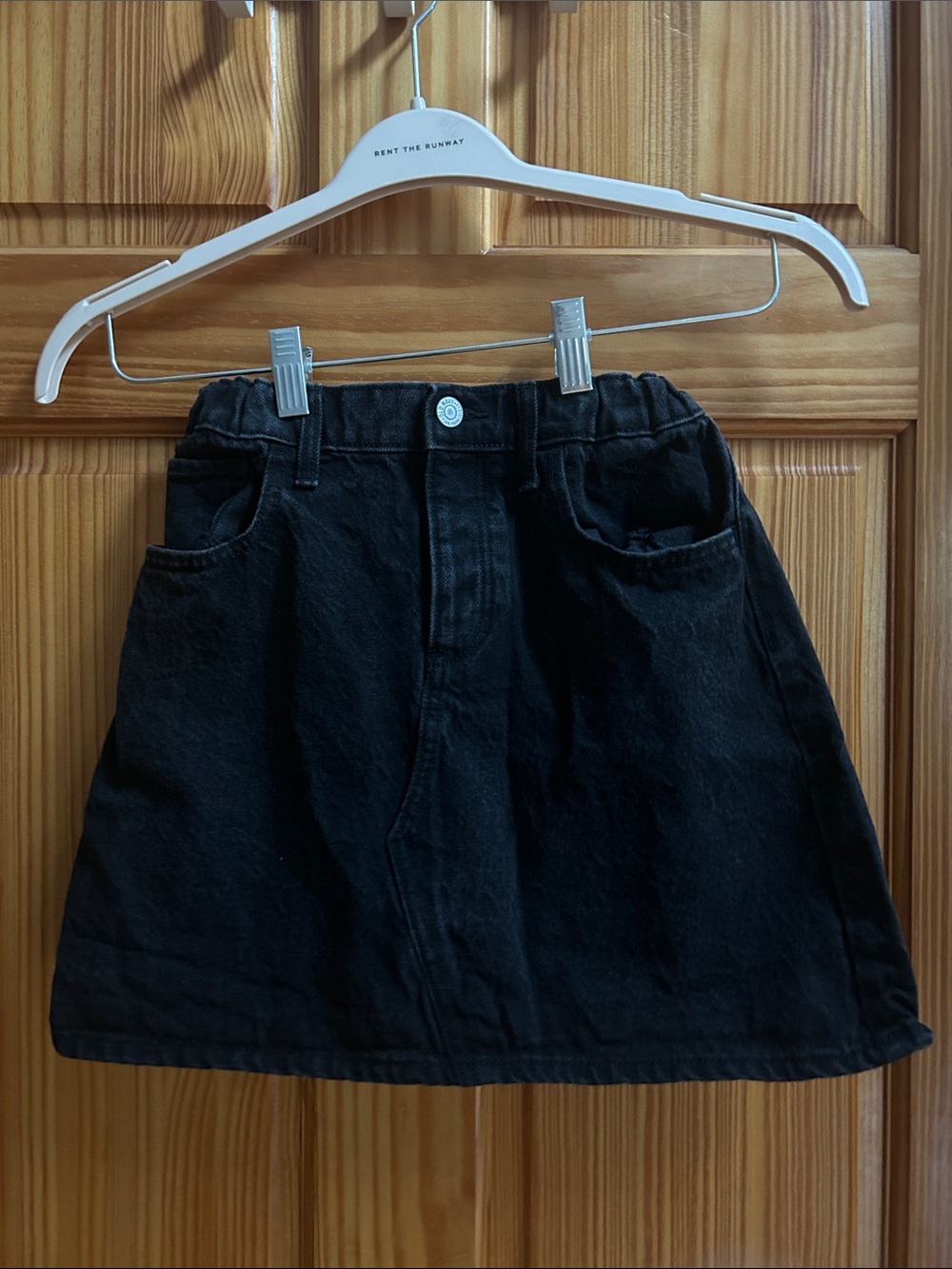 Black denim skirt